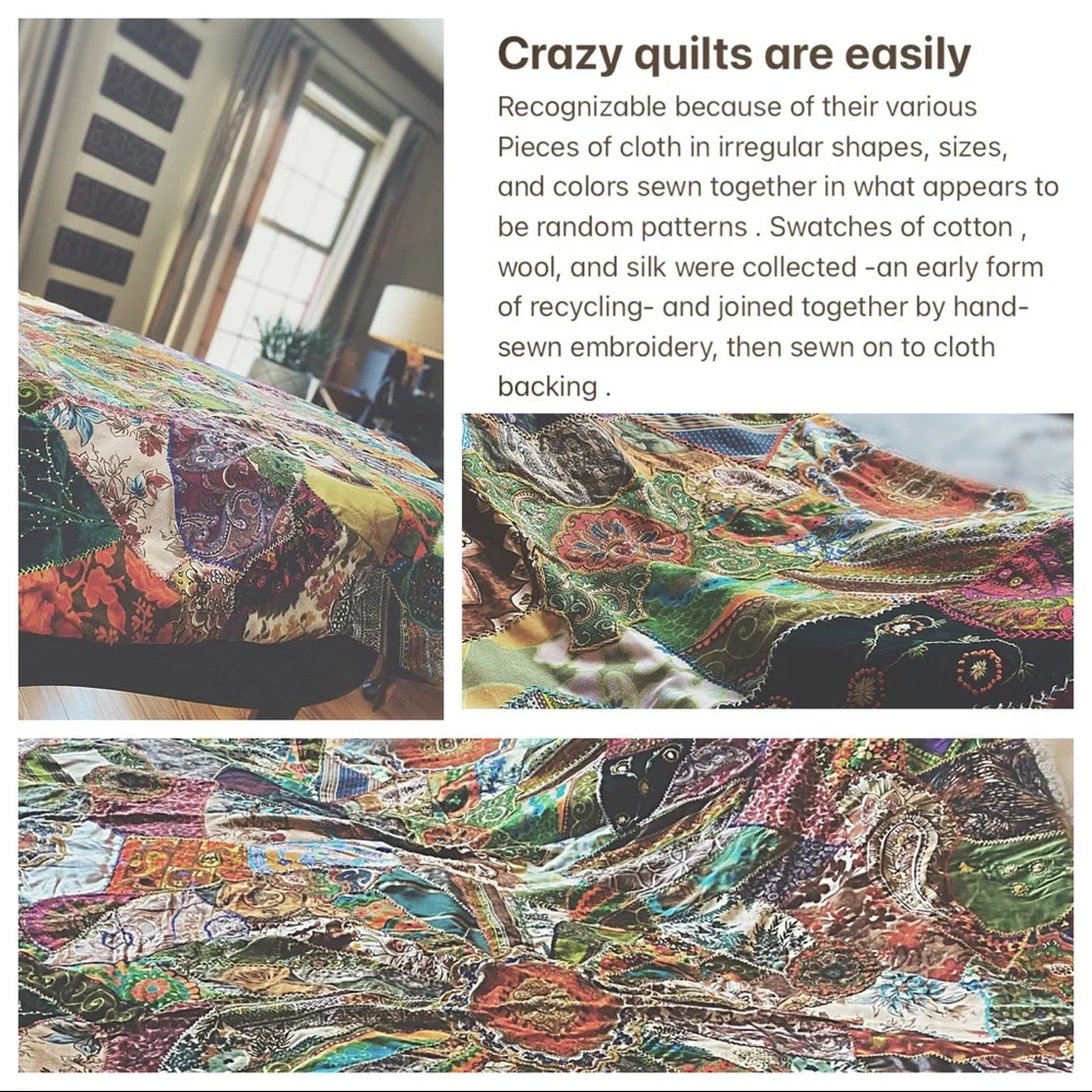 OOAK Family Heirloom Crazy Quilt - Handmade by Grandma Ella Anderson